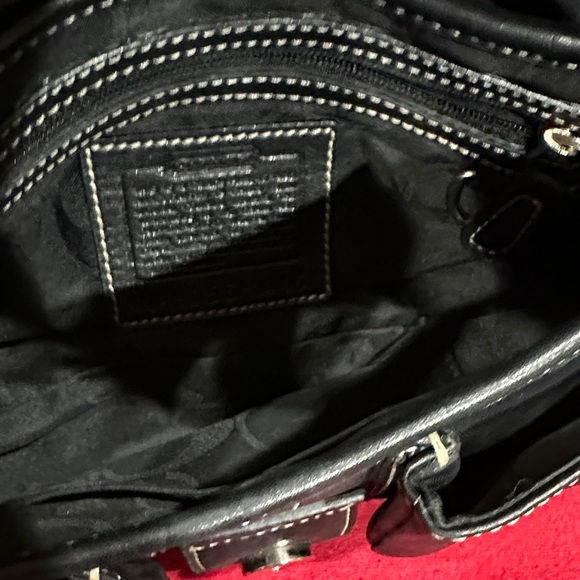 Coach Black Leather Shoulder Bag with Stitching - Picture 5 of 12